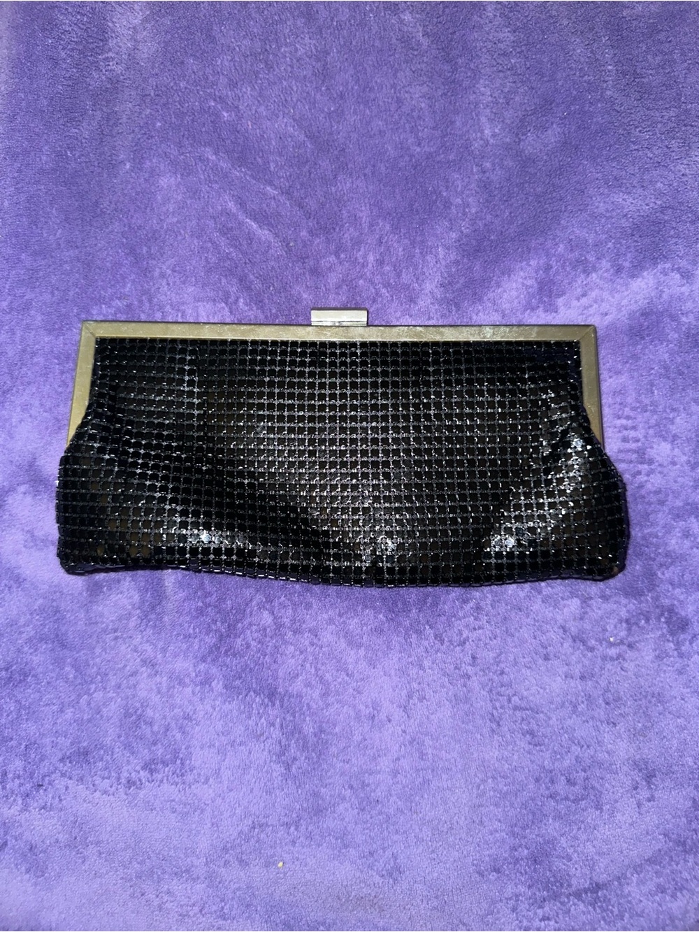Style & Co. Black Mesh Evening Clutch with Silver Frame
